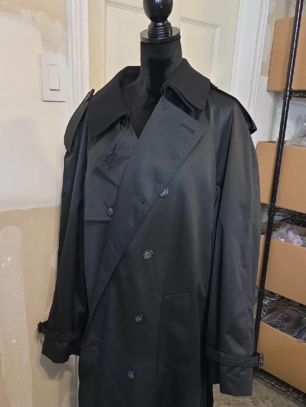 Ralph Ralph Lauren Black Wool Blend  Double-Breasted Trench Coat Jacket - Picture 16 of 16